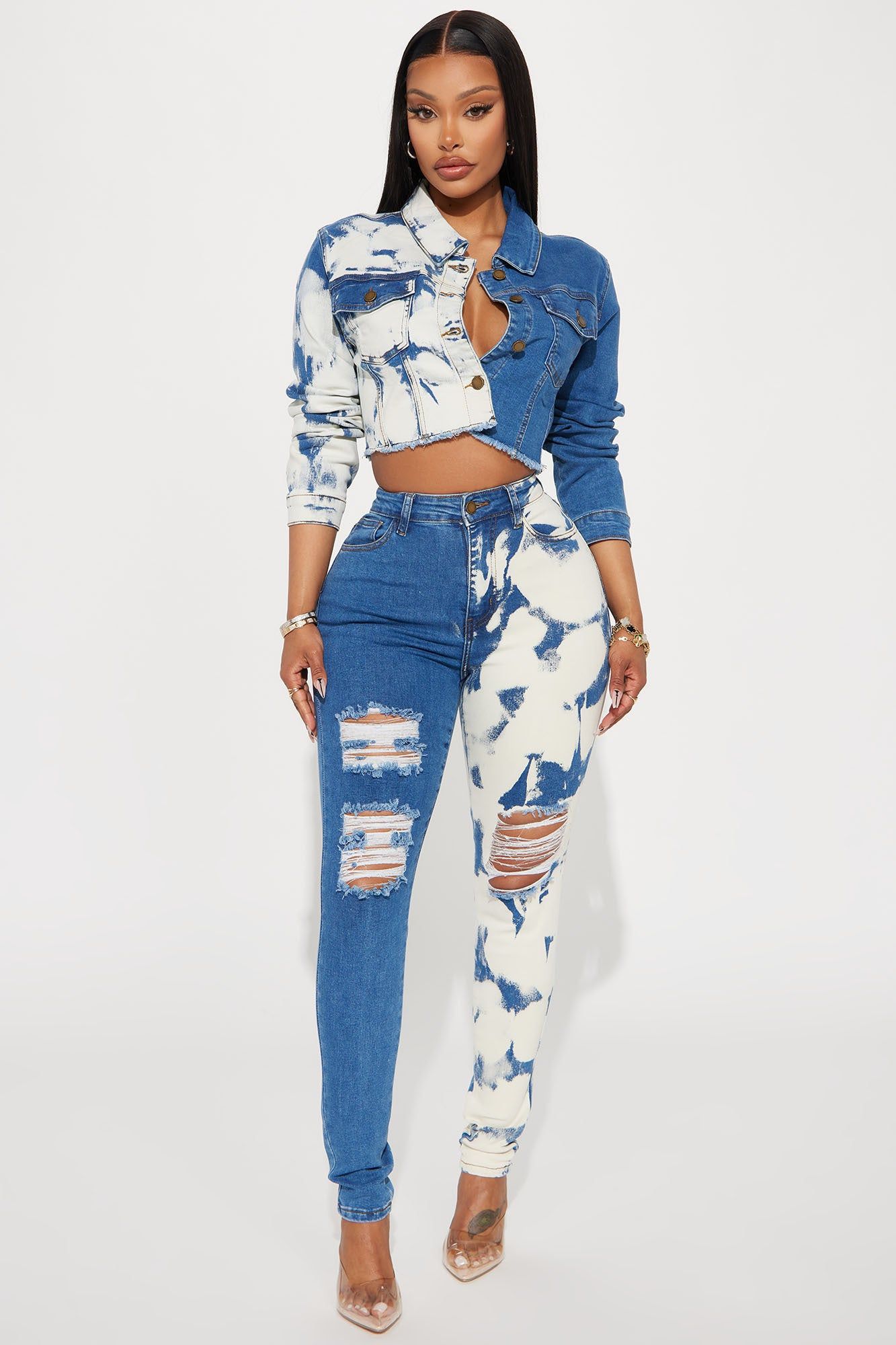 Full Force Stretch Bleached Skinny Jeans - Medium Wash sold by Fashion Nova