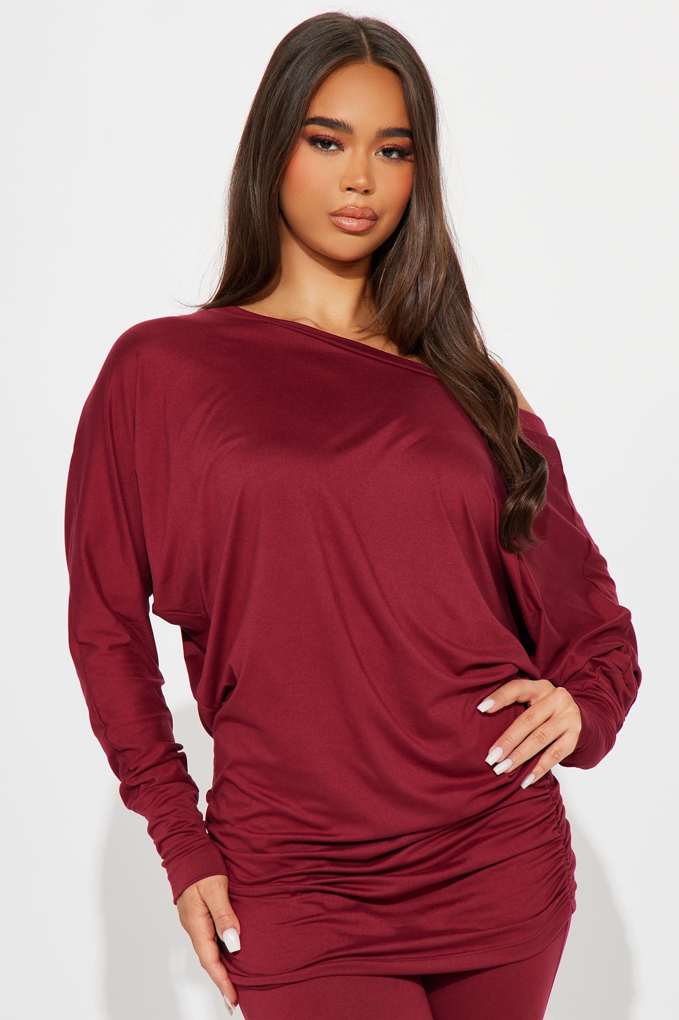 Camila Off Shoulder Legging Set - Wine sold by Fashion Nova product image thumbnail 2