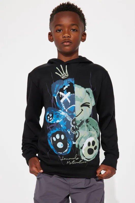 Mini King Teddy Fleece Hoodie - Black sold by Fashion Nova