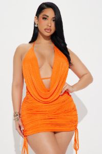 Mrs. Miami Slinky Mini Dress - Orange sold by Fashion Nova