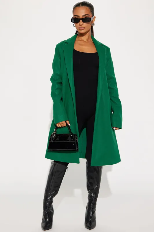 Long Nights Wool Coat - Hunter made by Fashion Nova