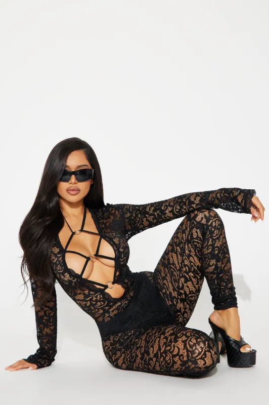 Better Without You Lace Jumpsuit - Black sold by Fashion Nova