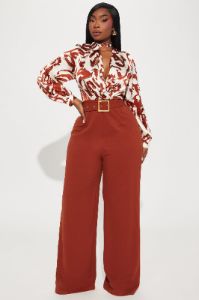 Extra Passion Jumpsuit - Rust/combo sold by Fashion Nova