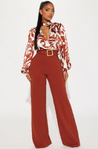 Extra Passion Jumpsuit - Rust/combo sold by Fashion Nova
