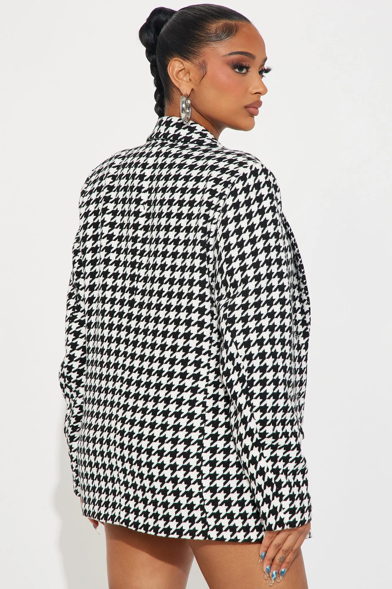 Not So Polite Houndstooth Blazer - Black/White sold by Fashion Nova product image thumbnail 3