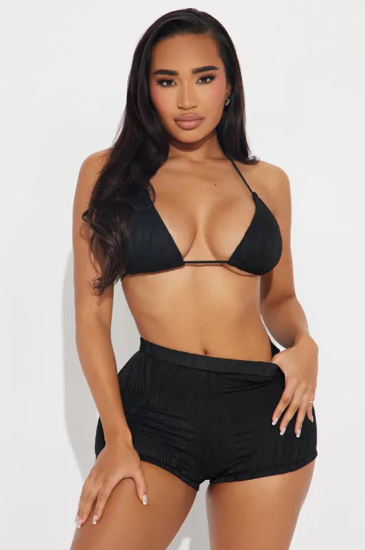 Ramona Textured 2 Piece Bikini - Black sold by Fashion Nova