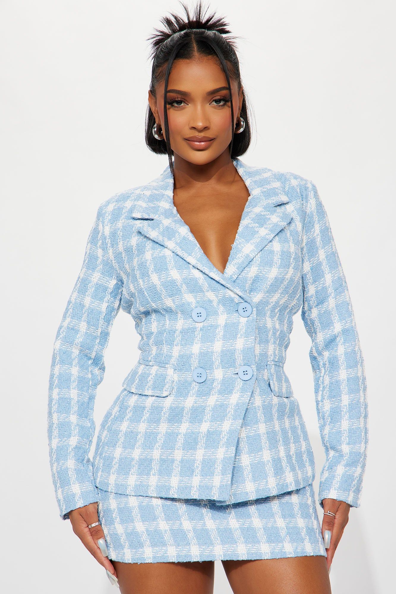 Main Attraction Tween Blazer Skirt Set - Blue/combo sold by Fashion Nova product image thumbnail 2