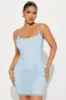 Glam Up Rhinestone Mesh Mini Dress - Light Blue sold by Fashion Nova