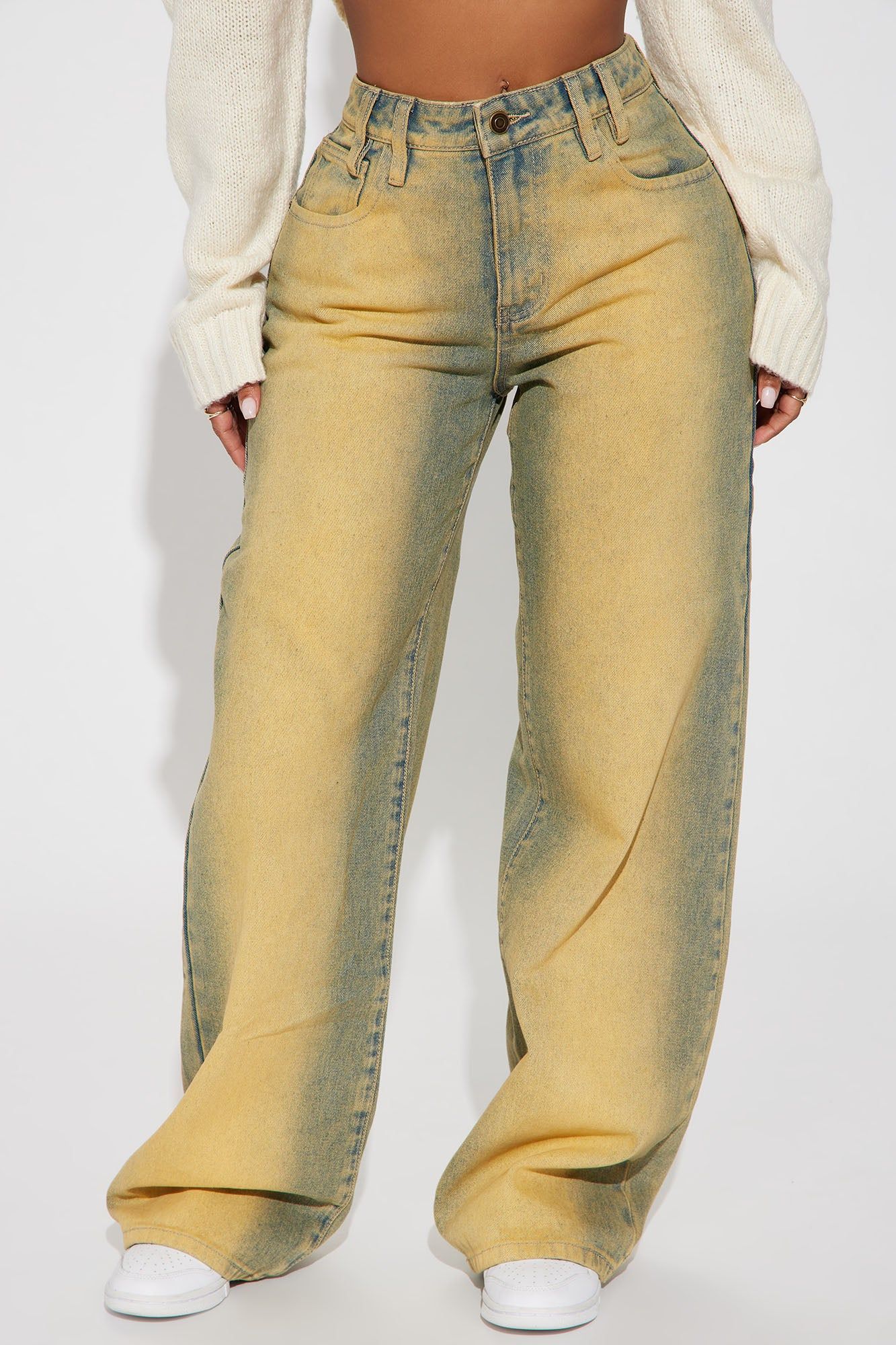 Morning Glow Tinted Baggy Jeans - Yellow sold by Fashion Nova product image thumbnail 2