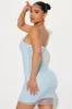 Glam Up Rhinestone Mesh Mini Dress - Light Blue sold by Fashion Nova