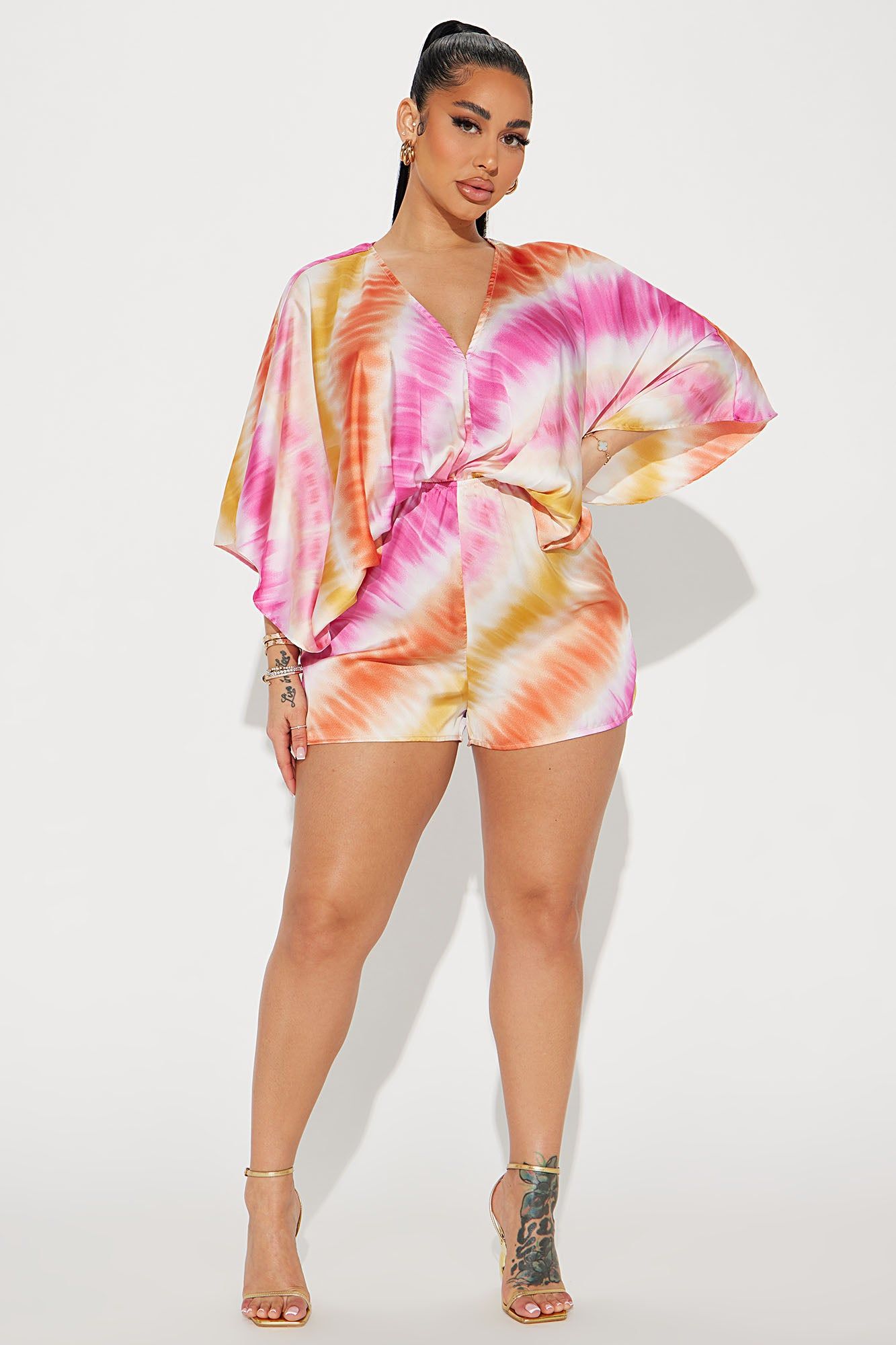 Sail Away Satin Romper - Pink/combo sold by Fashion Nova product image thumbnail 2