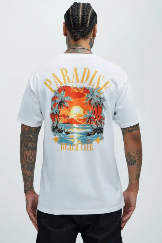 Paradise Island Short Sleeve Tee - White sold by Fashion Nova
