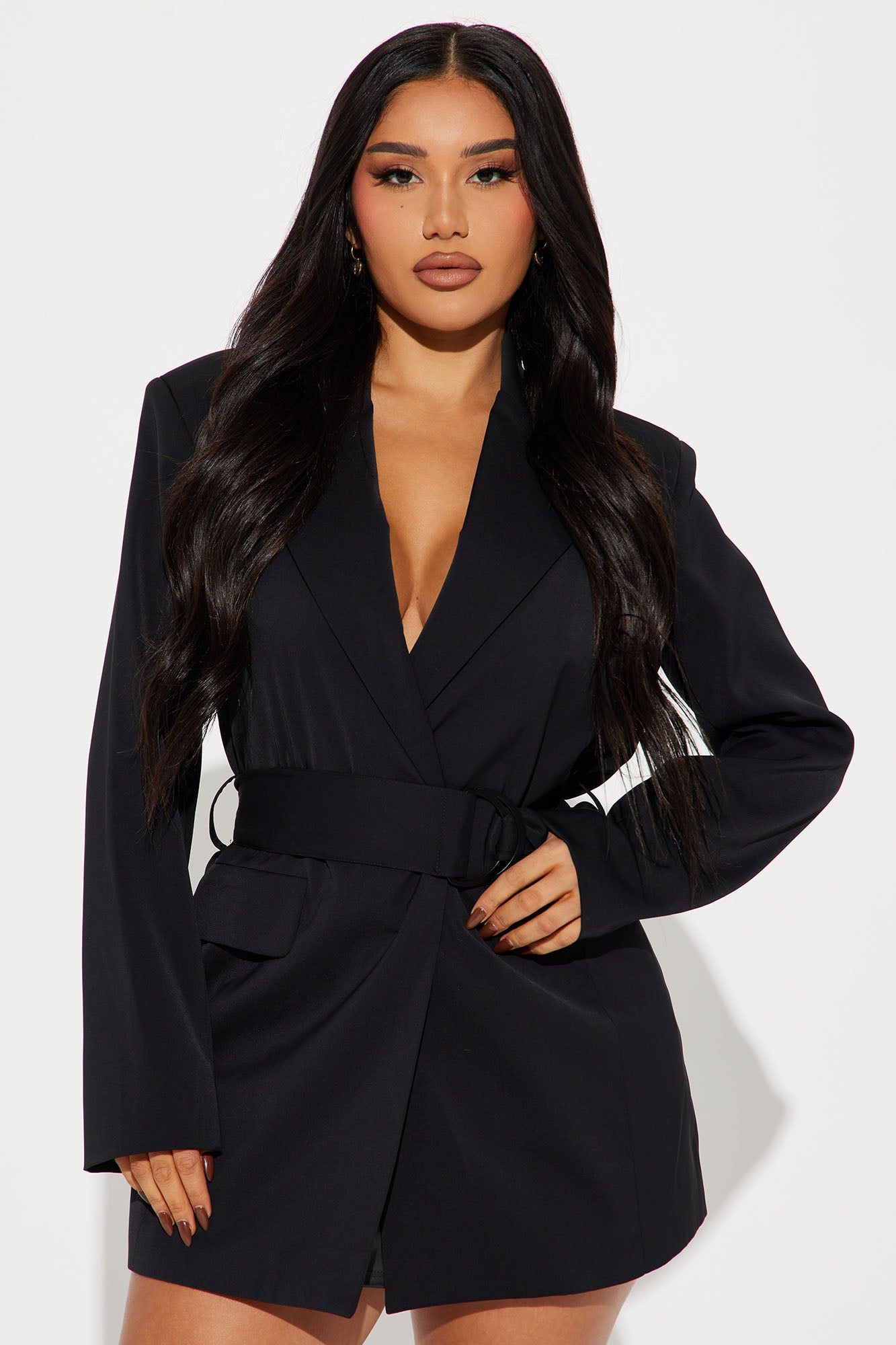 Analeah Belted Blazer - Black sold by Fashion Nova