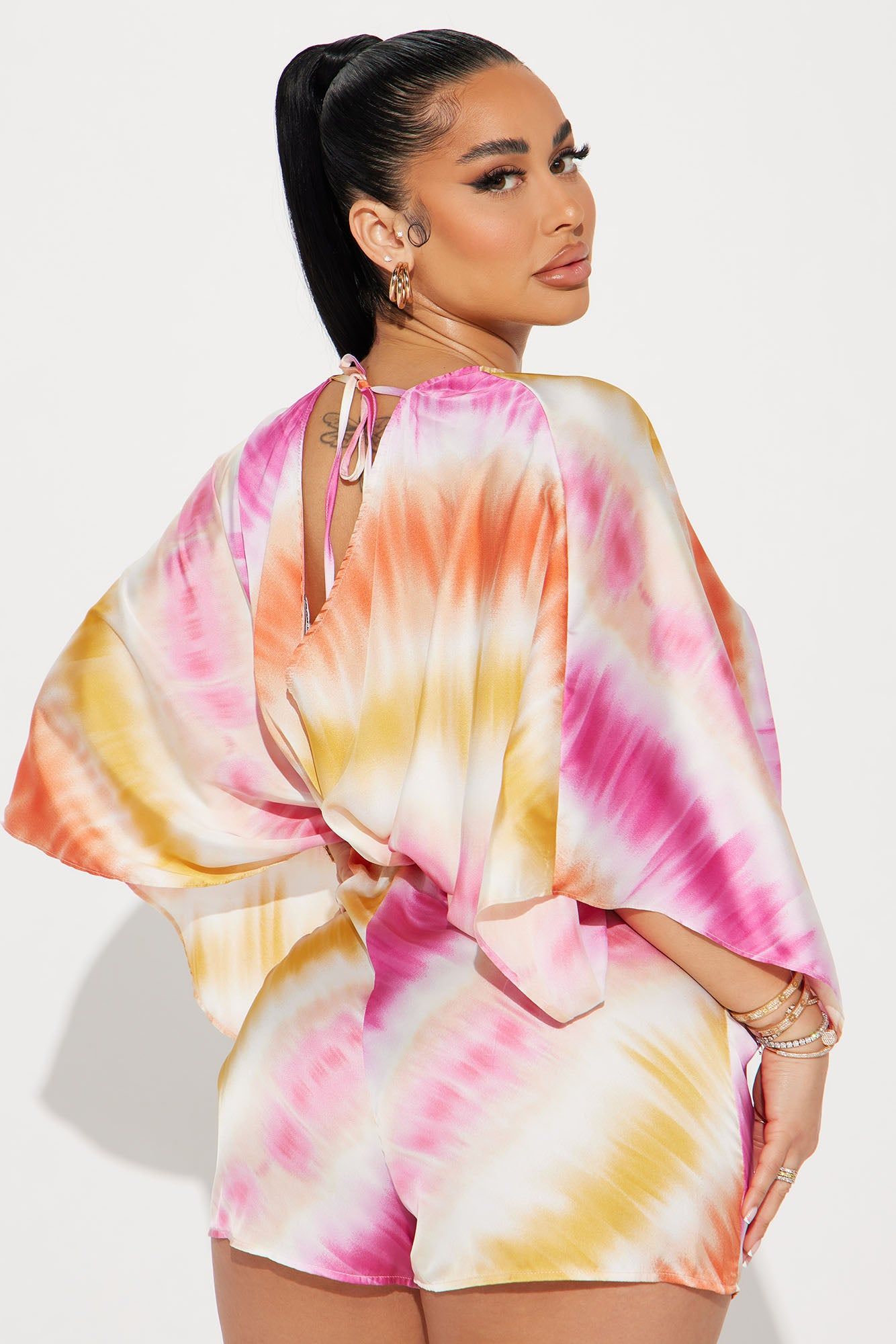 Sail Away Satin Romper - Pink/combo sold by Fashion Nova product image thumbnail 3