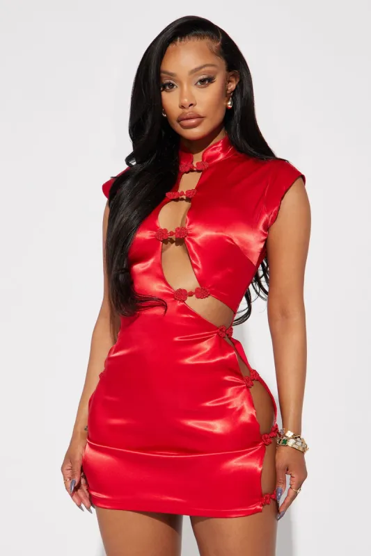 Shanghai Satin Mini Dress - Red sold by Fashion Nova