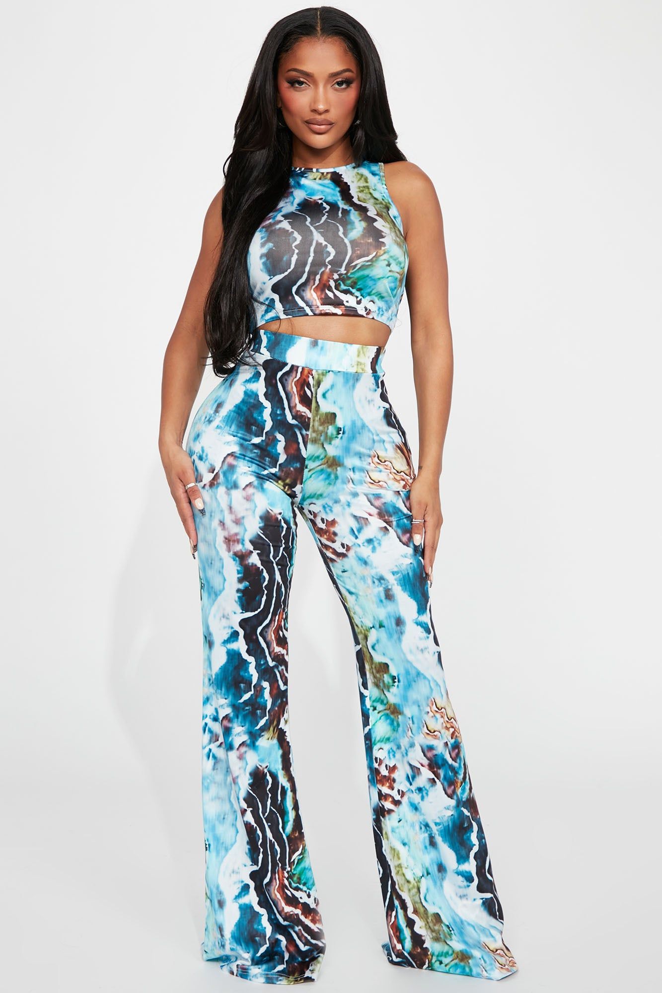 Casandra Pant Set - Blue/combo sold by Fashion Nova