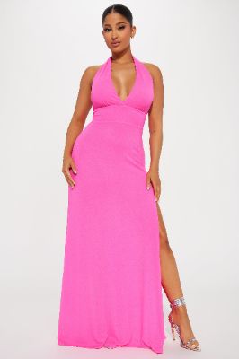 Harlowe Halter Gown - Hot Pink sold by Fashion Nova