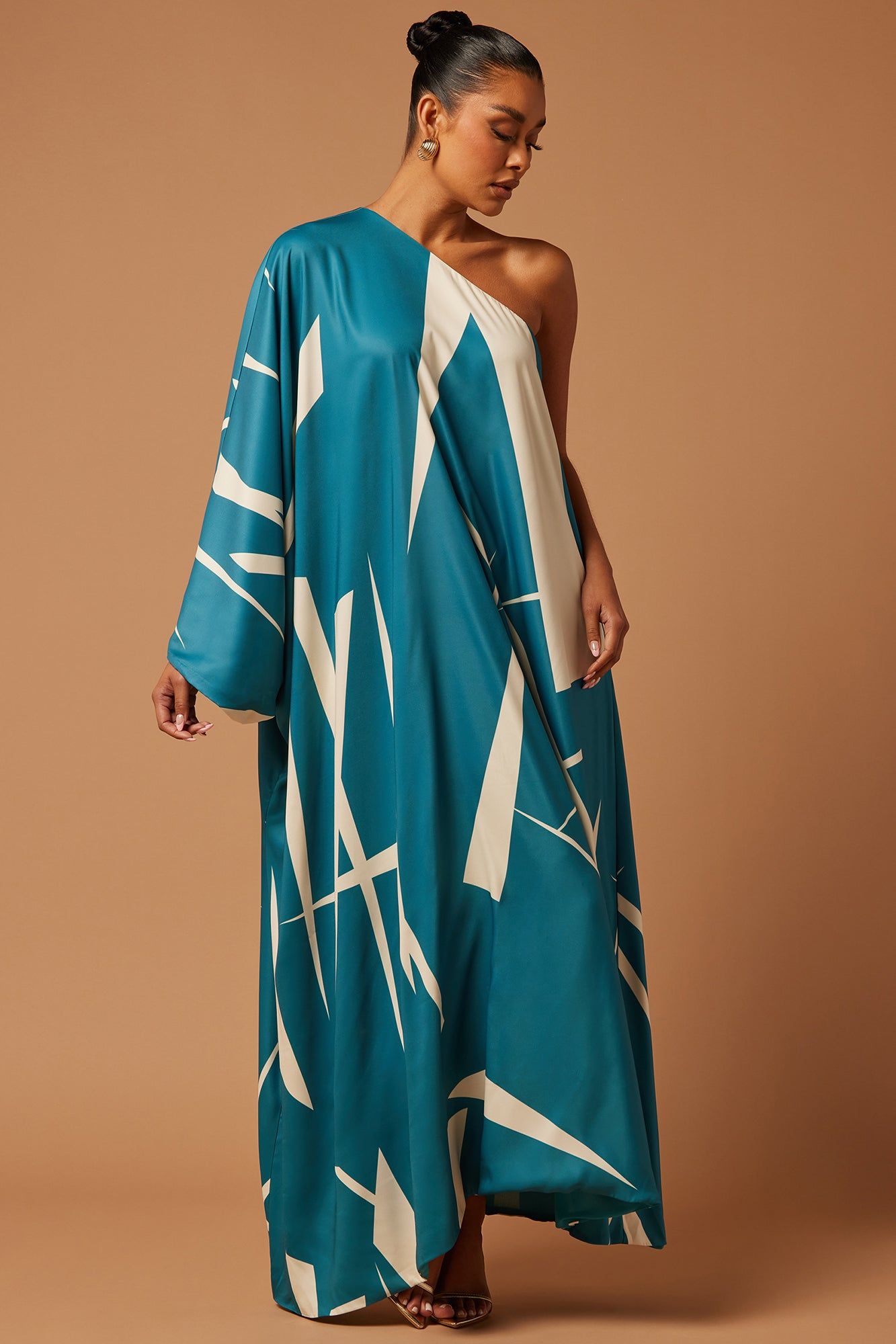 Patras Satin Kaftan - Teal sold by Fashion Nova