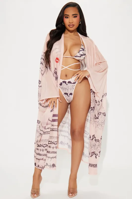 Tranquil Summers Mesh 3 Piece Bikini Set - Pink/combo sold by Fashion Nova
