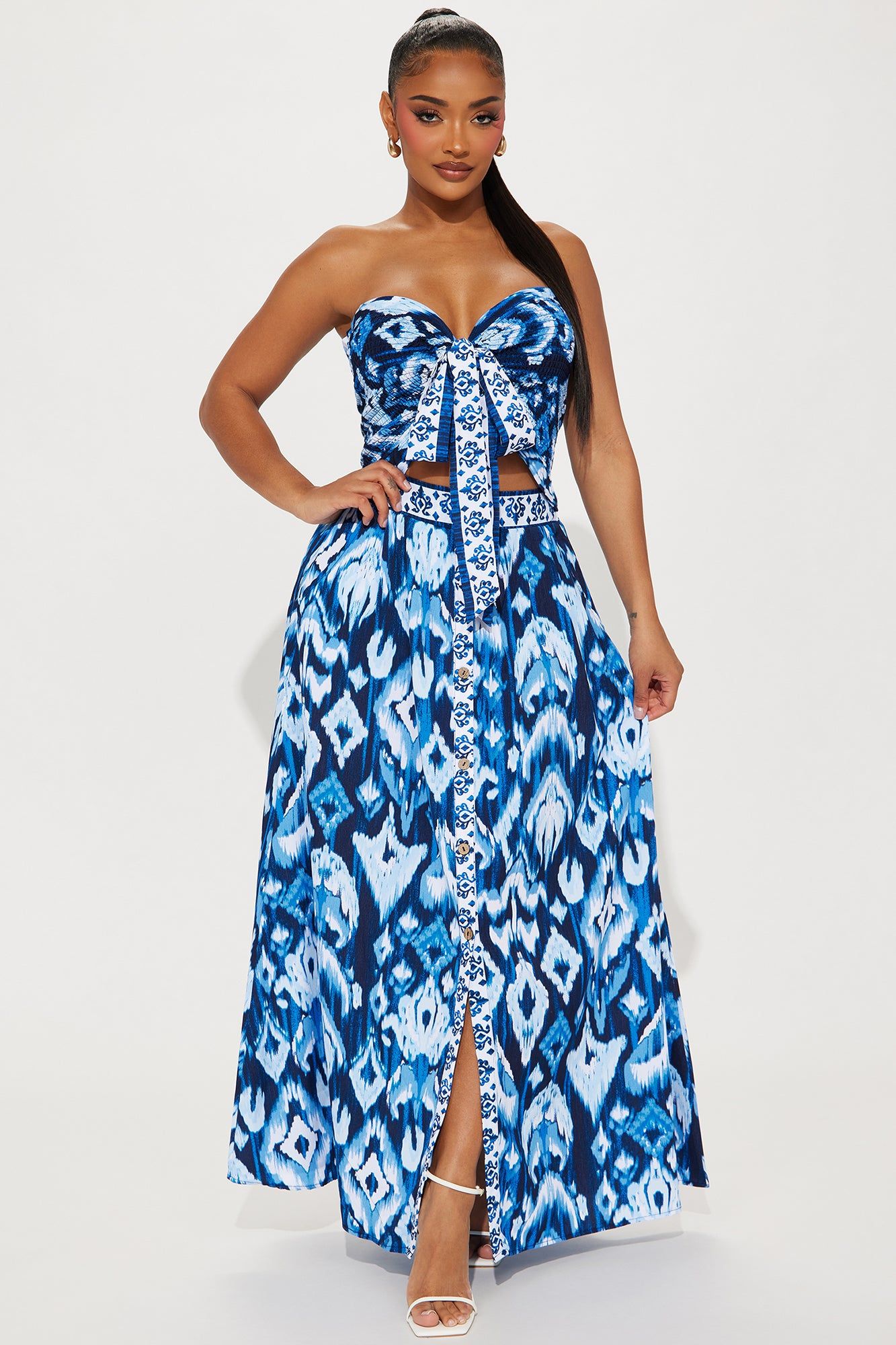 Feeling Flirty Skirt Set - Blue/combo sold by Fashion Nova