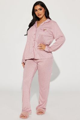 Keeping It Cozy Pointelle PJ Pant Set - Mauve sold by Fashion Nova