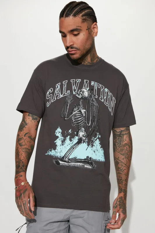 Salvation Short Sleeve Tee - Charcoal sold by Fashion Nova