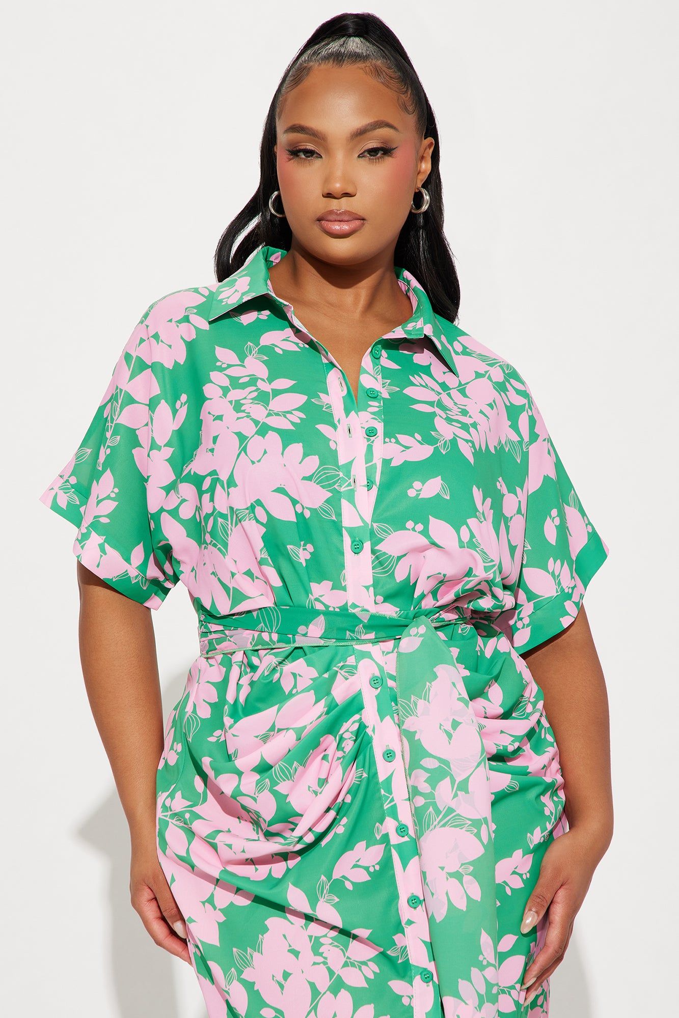 Ibiza Ruched Midi Dress - Green/combo sold by Fashion Nova product image thumbnail 5