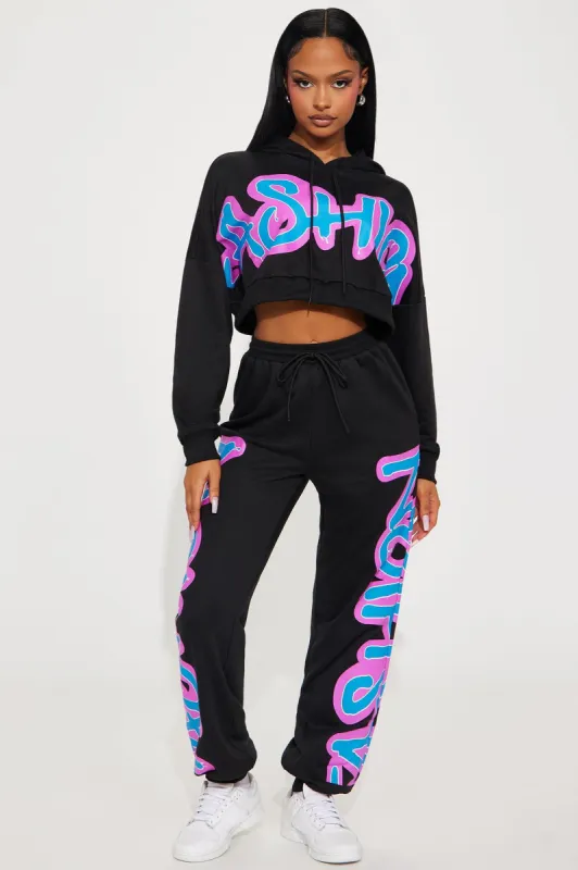 Fashion Statement Jogger Set - Black sold by Fashion Nova