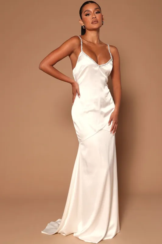 Helena Satin Gown - Ivory made by Fashion Nova