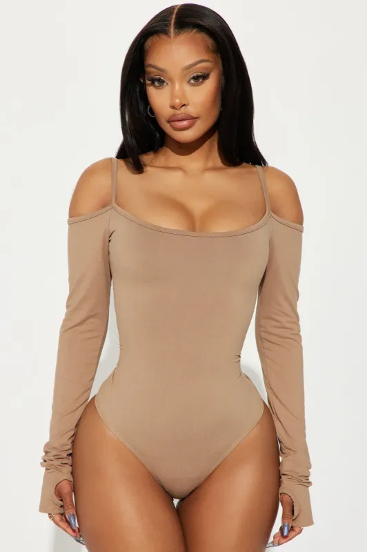 Dani Off Shoulder Bodysuit - Taupe sold by Fashion Nova