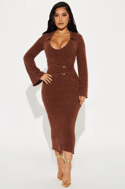 Jordyn Sweater Maxi Dress - Brown sold by Fashion Nova