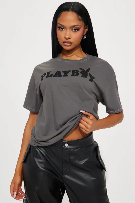 Playmate of The Year Graphic Tee - Grey sold by Fashion Nova