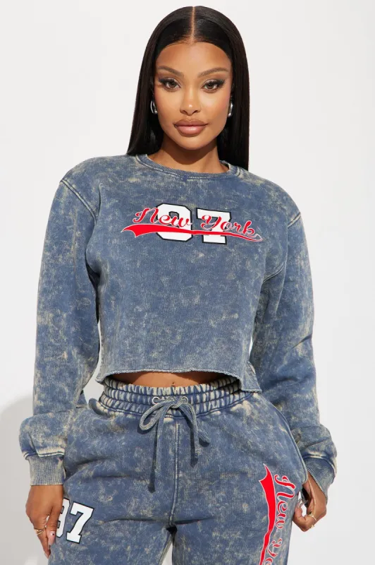 New York Athletic Washed Sweatshirt - Navy/combo sold by Fashion Nova