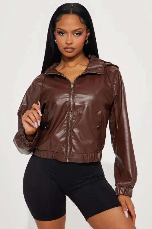 Got My Own Faux Leather Jacket - Brown sold by Fashion Nova