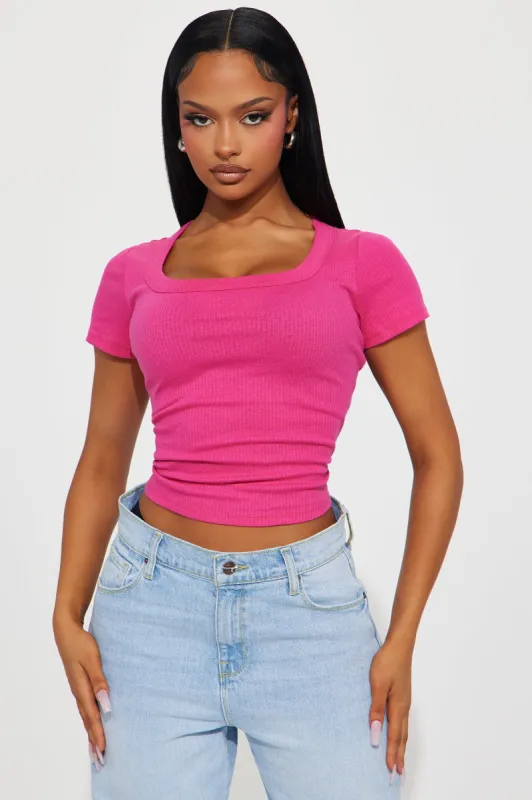 Kourtney Ribbed Baby Tee - Fuchsia sold by Fashion Nova