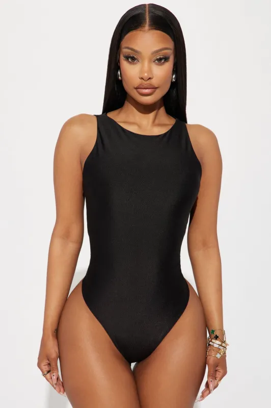 Holly Satin Bodysuit - Black sold by Fashion Nova