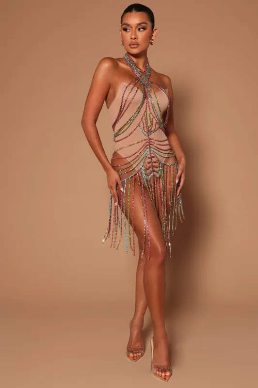 Katia Embellished Body Chain - Multi Color made by Fashion Nova