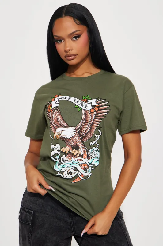 True To Yourself Graphic Tshirt - Olive made by Fashion Nova