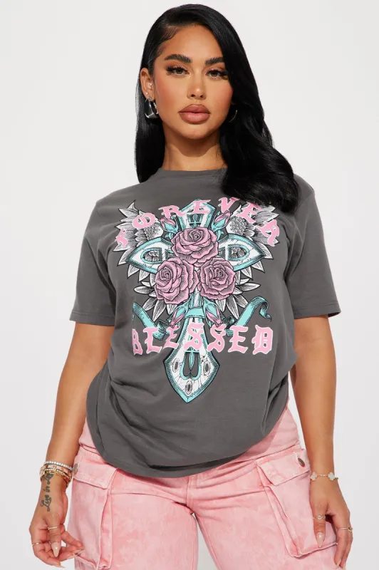 Forever Blessed Graphic Tee - Grey sold by Fashion Nova