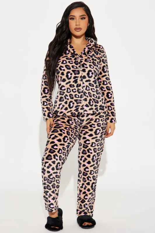 Wild Night Plush PJ Pant Set - Leopard sold by Fashion Nova