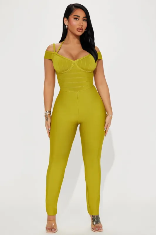 Coming Back Bandage Jumpsuit  - Chartreuse sold by Fashion Nova