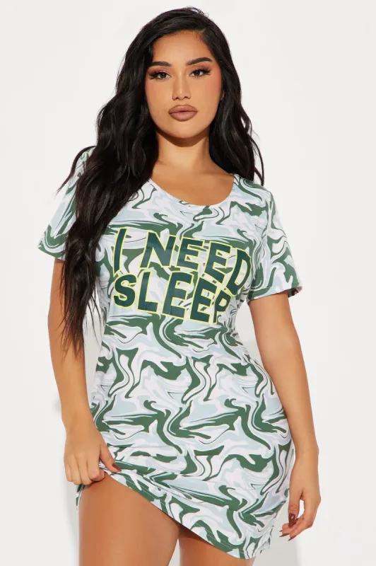 I Need Sleep PJ Sleep Shirt - Green made by Fashion Nova