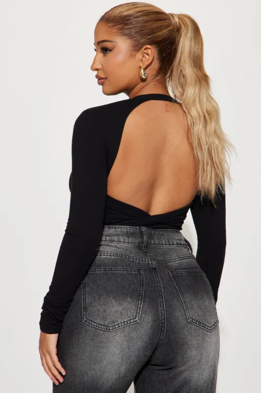 Raven Backless Long Sleeve Top - Black sold by Fashion Nova