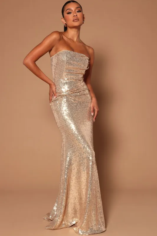 Diva Sequin Gown - Gold sold by Fashion Nova