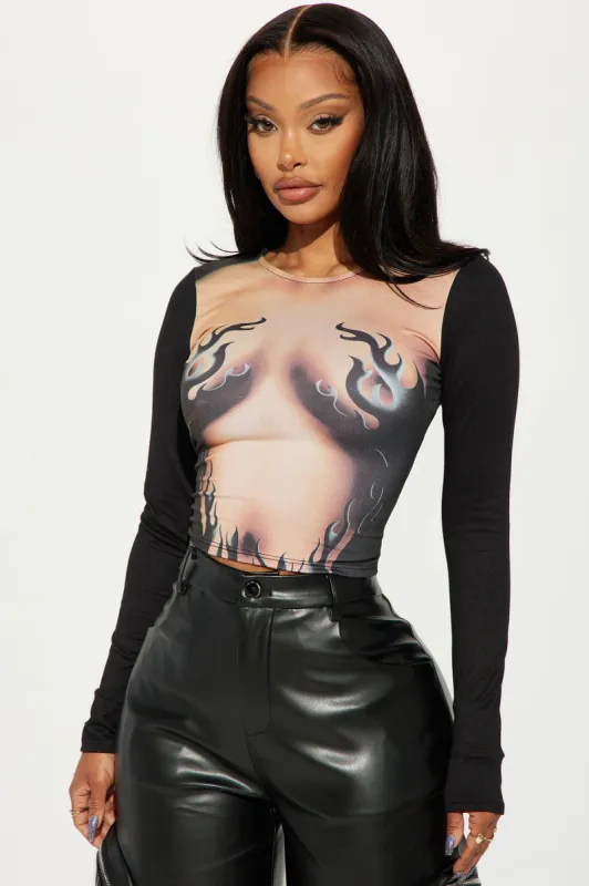 Bringing The Heat Top - Black sold by Fashion Nova