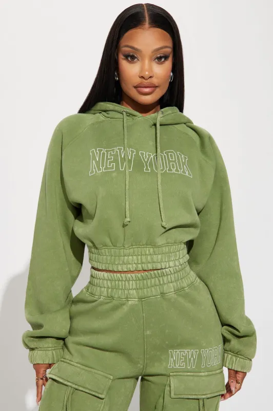 New York Vibes Washed Hoodie - Green/combo sold by Fashion Nova