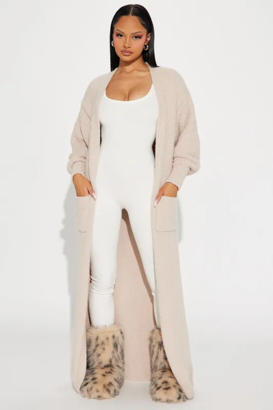 Living In It Cardigan - Taupe sold by Fashion Nova