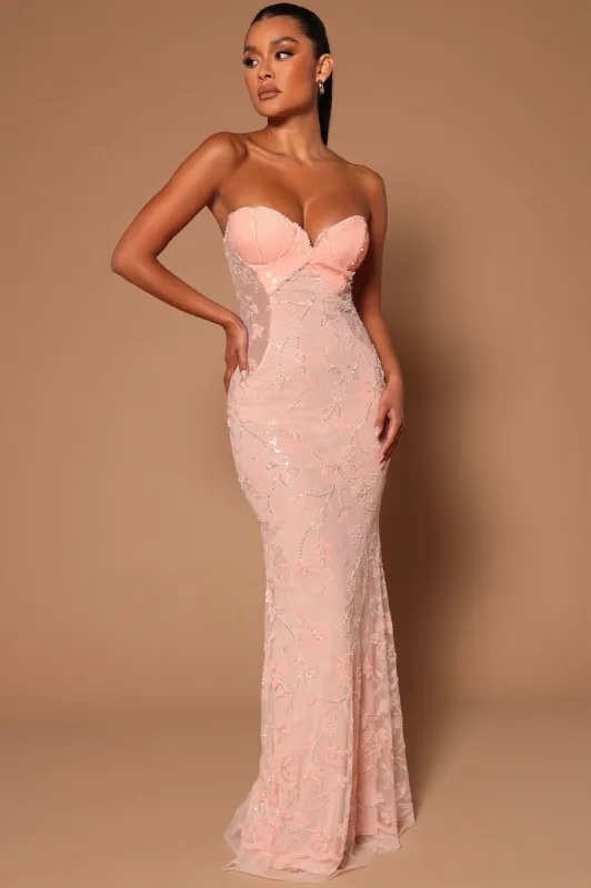 Hollywood Forever Embellished Maxi Dress - Blush sold by Fashion Nova