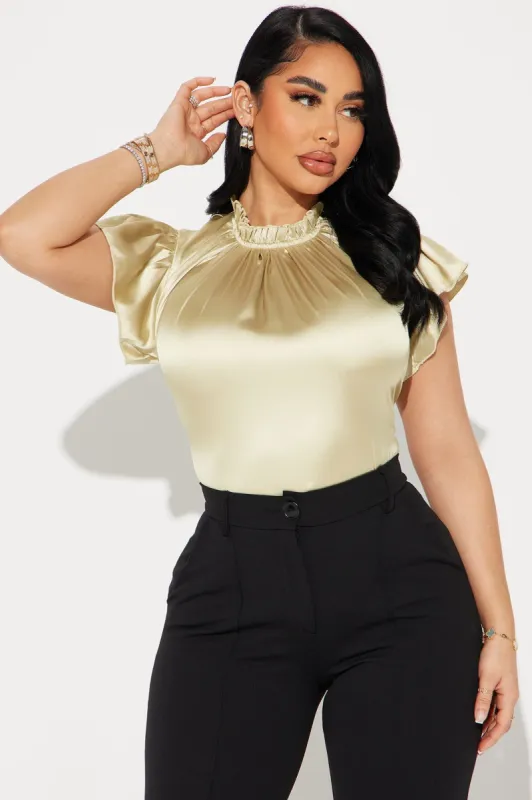 Tabitha Satin Blouse Top - Sage sold by Fashion Nova
