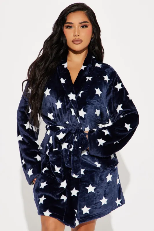 Chill Mode Plush PJ Robe - Navy sold by Fashion Nova